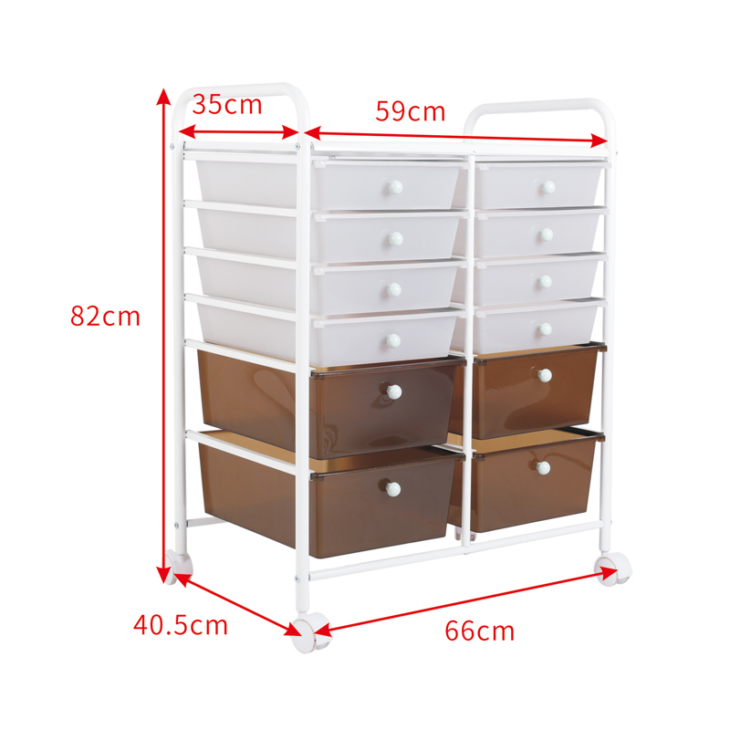 12 Drawer Utility Rolling Storage Trolley