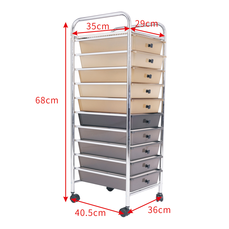 10 Drawer Organizer Utility Rolling Cart