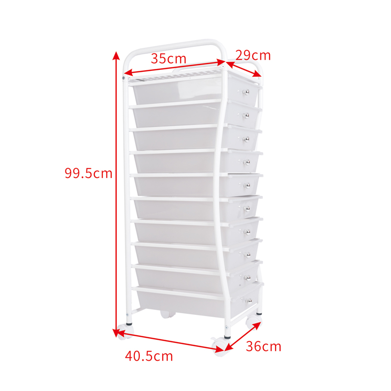 10 Drawer Modern Portable Rolling Storage Cart