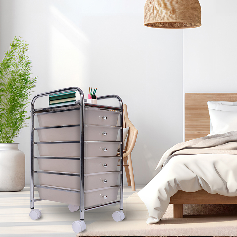 6 Drawer Rolling Storage Cart For Bedroom