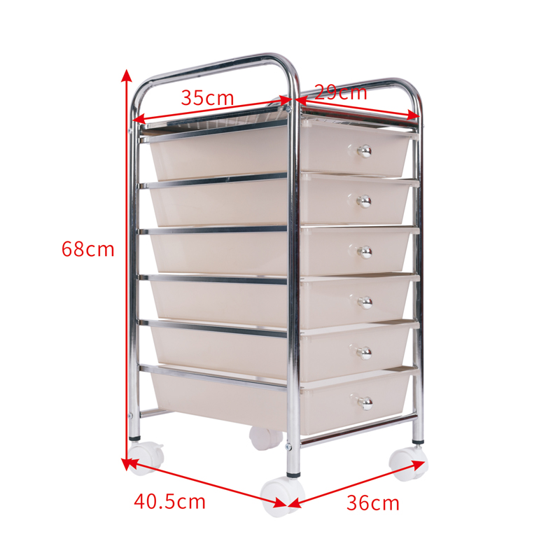 6 Drawer Rolling Storage Cart For Bedroom