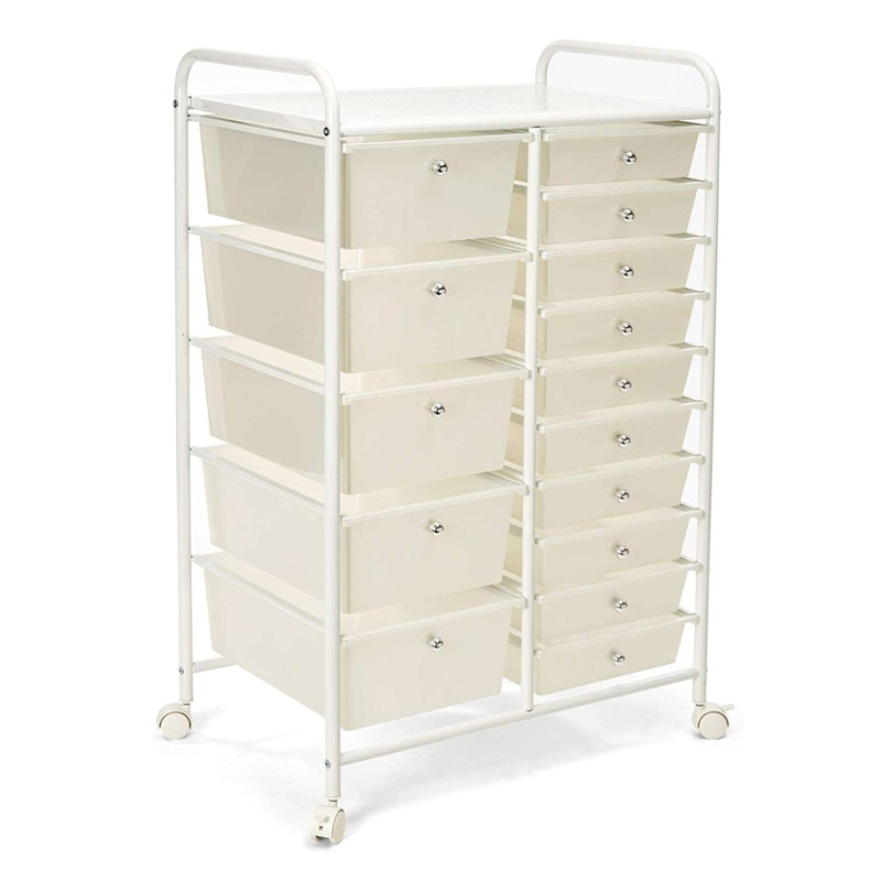 15 Drawer Rolling Cart With Lockable Wheels