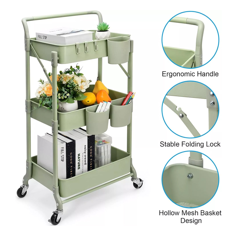 foldable 3 tier cart