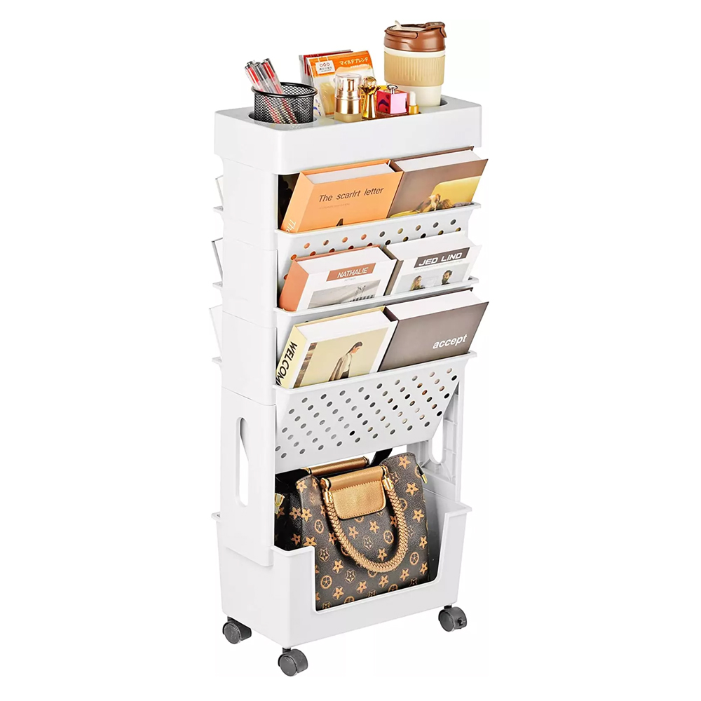 5 tier moveable bookshelves