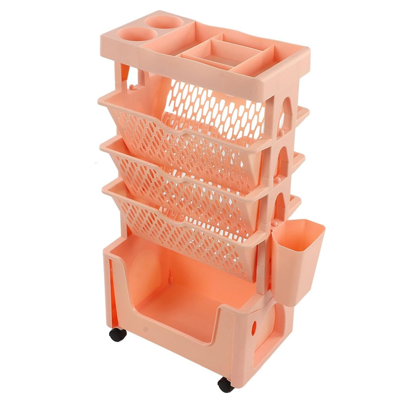 5 Tier Movable Desk Storage Rolling Bookshelf