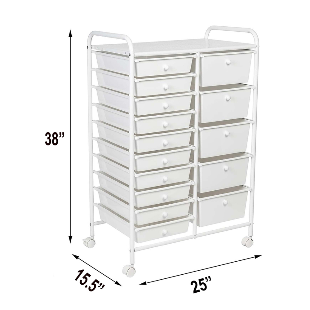 white 15 drawer storage cart