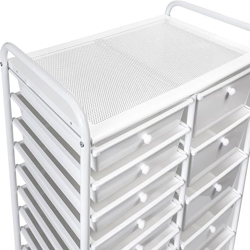white 15 drawer storage cart