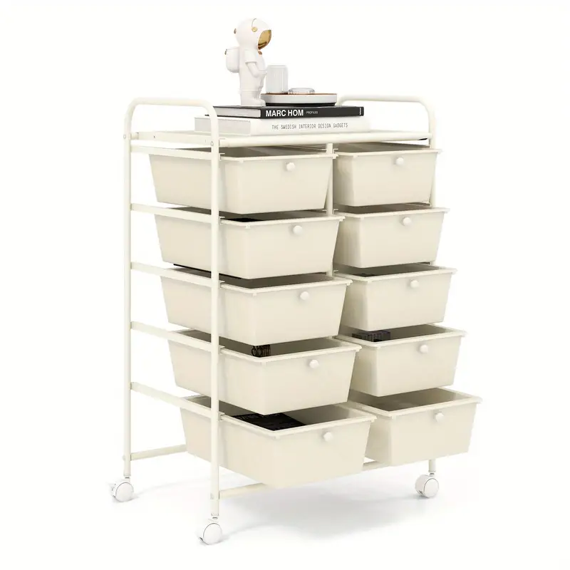 10 Drawer Organizer Cart With Lockable Wheels
