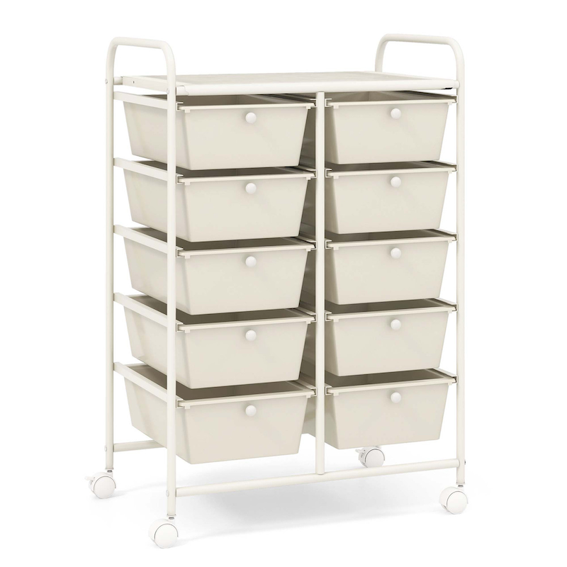 10 Drawer Organizer Cart With Lockable Wheels