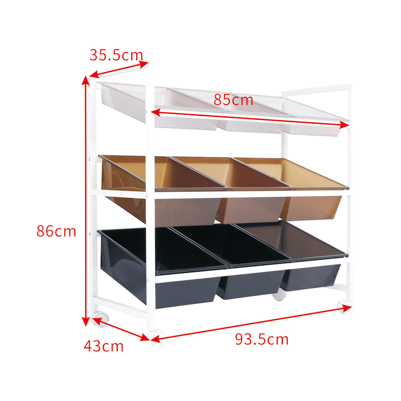 9 Bins Toy Storage Organizer Cart With Metal Frame