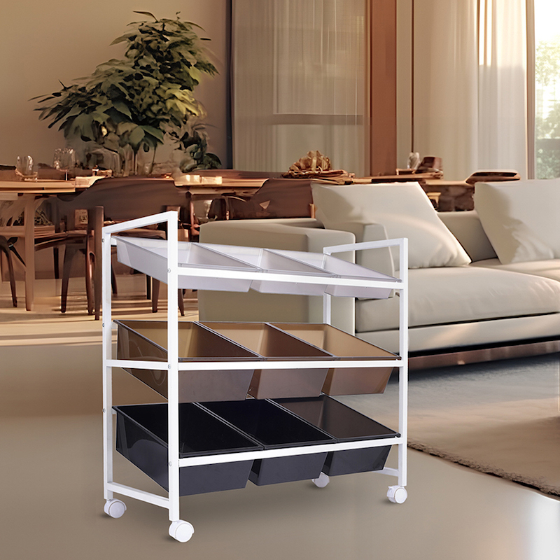 9 Bins Toy Storage Organizer Cart With Metal Frame