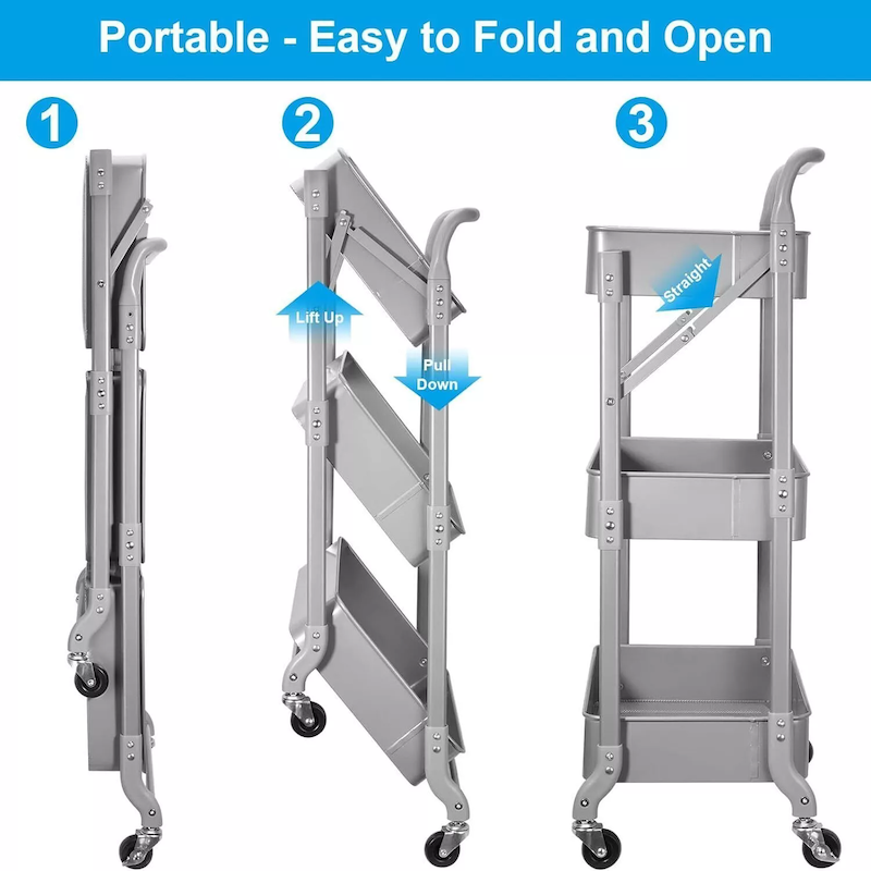 3 tier heavy duty rolling cart