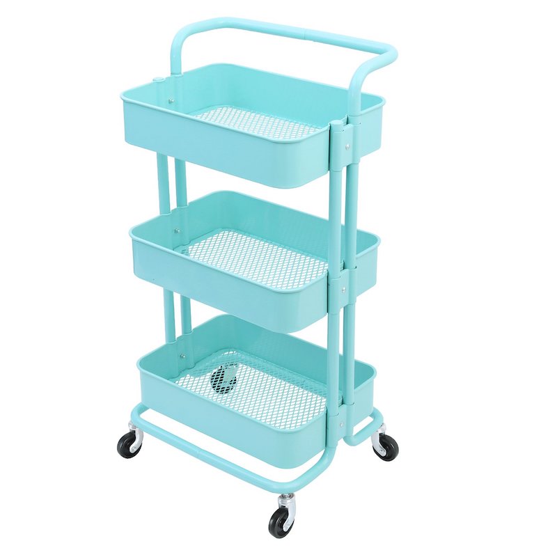 3 Tier Metal Mesh Storage Shelf Rolling Utility Cart