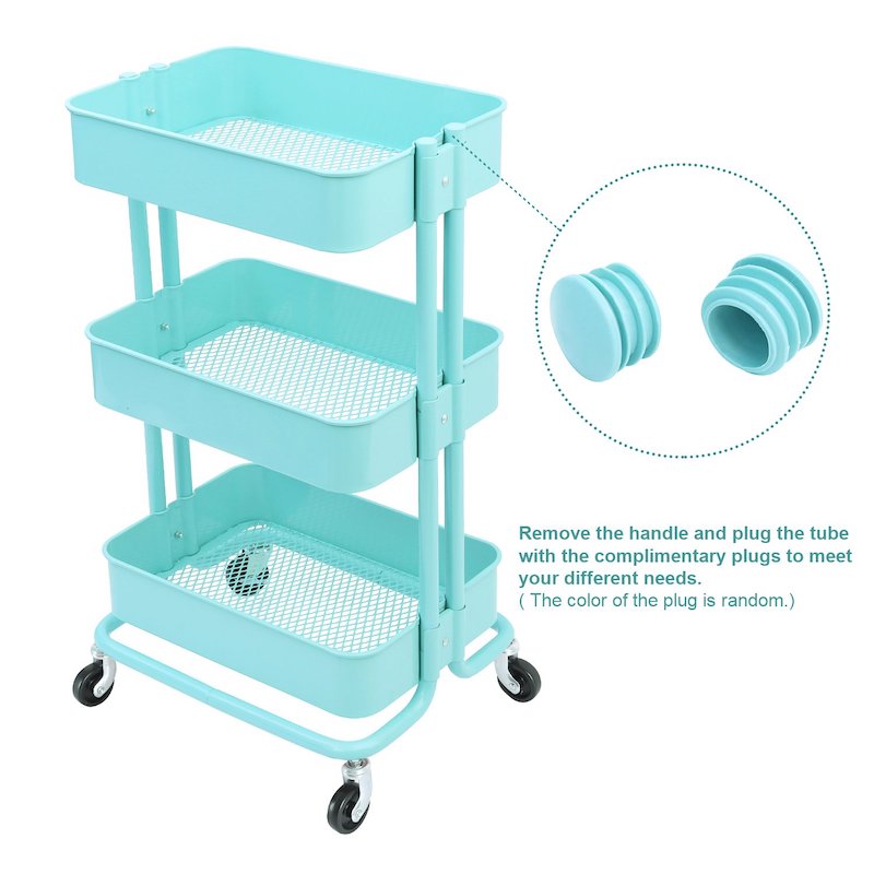 3 Tier Metal Mesh Storage Shelf Rolling Utility Cart