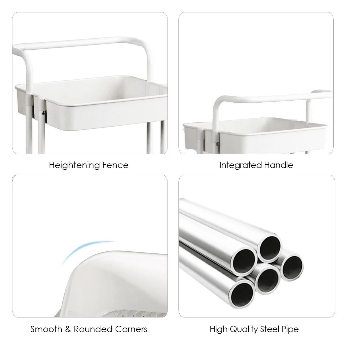 3 tier white rolling cart