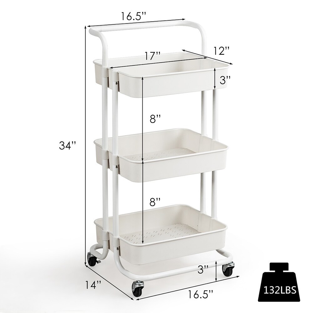 white 3 tier rolling cart