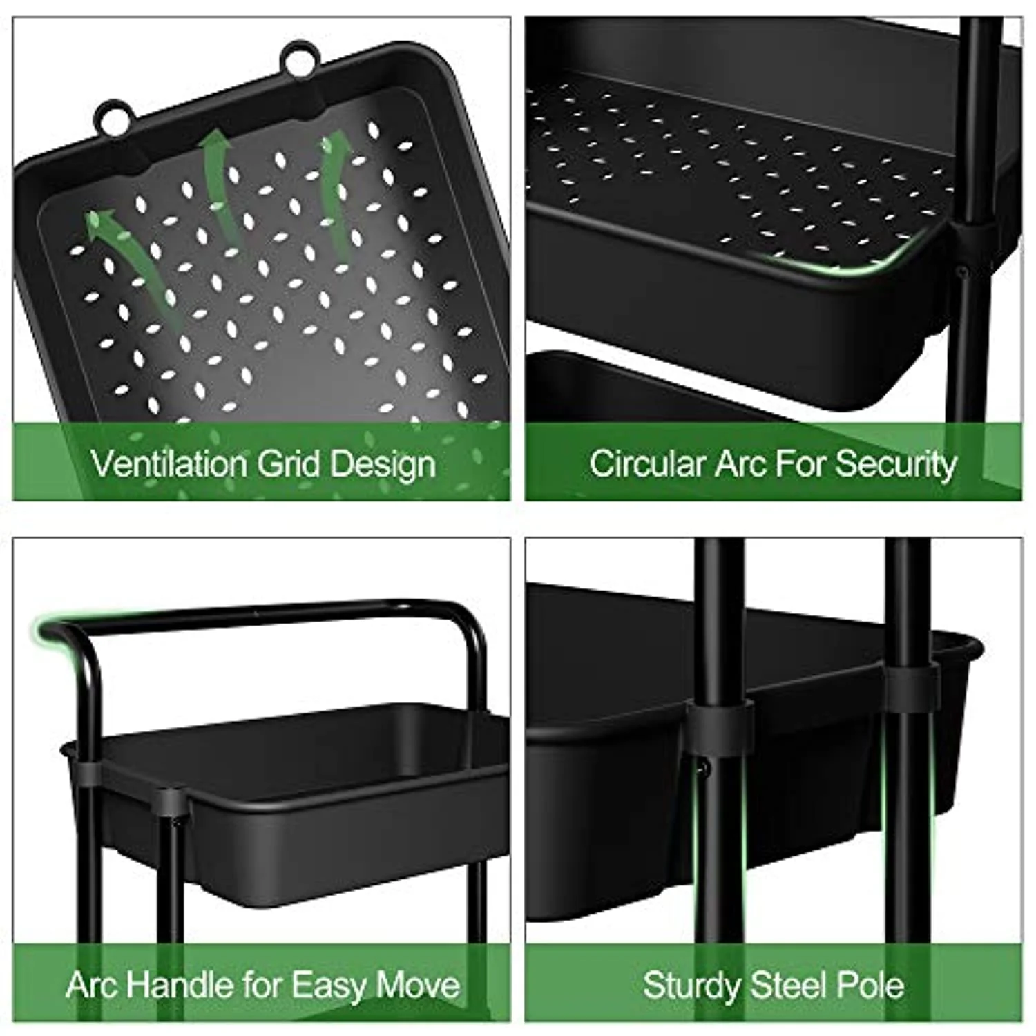 Organizer Serving Trolley With Lockable Wheels