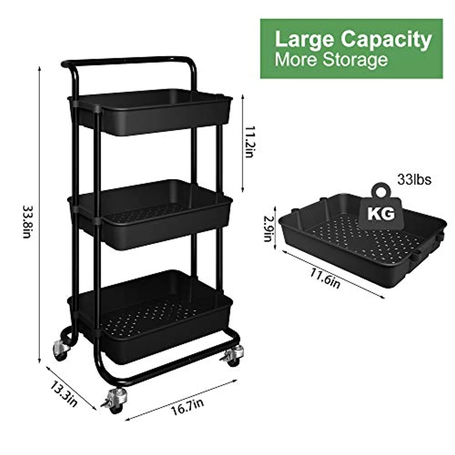 Organizer Serving Trolley With Lockable Wheels