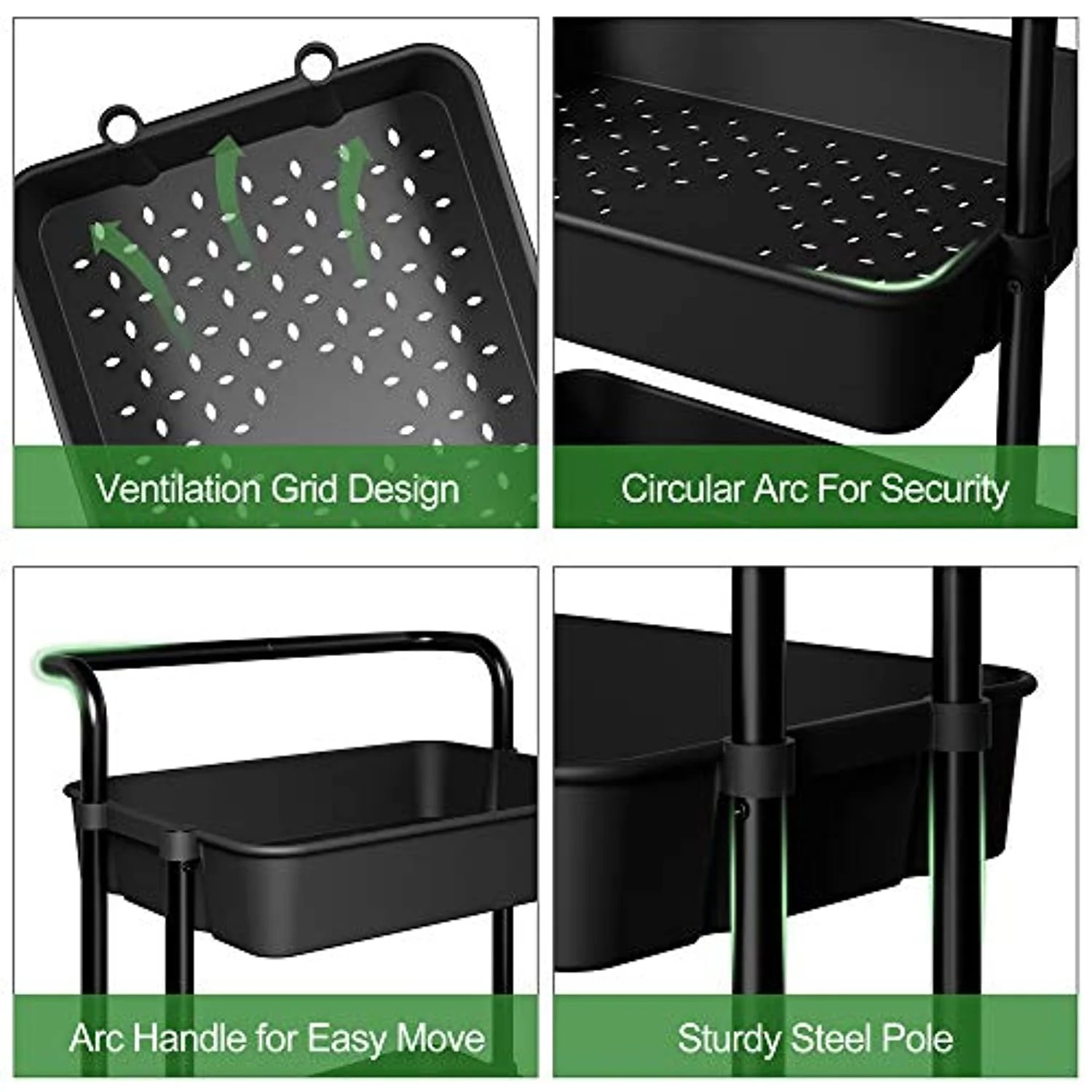 three tier rolling cart