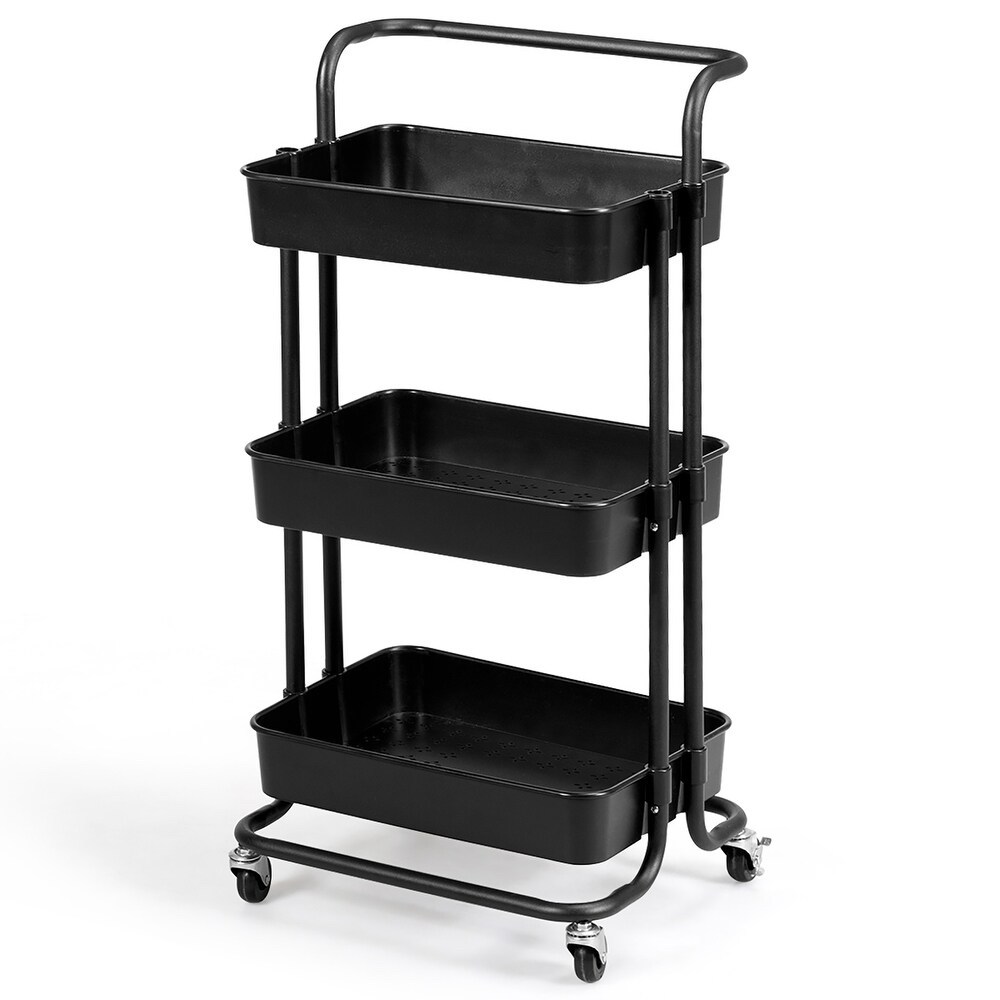 black metal rolling cart