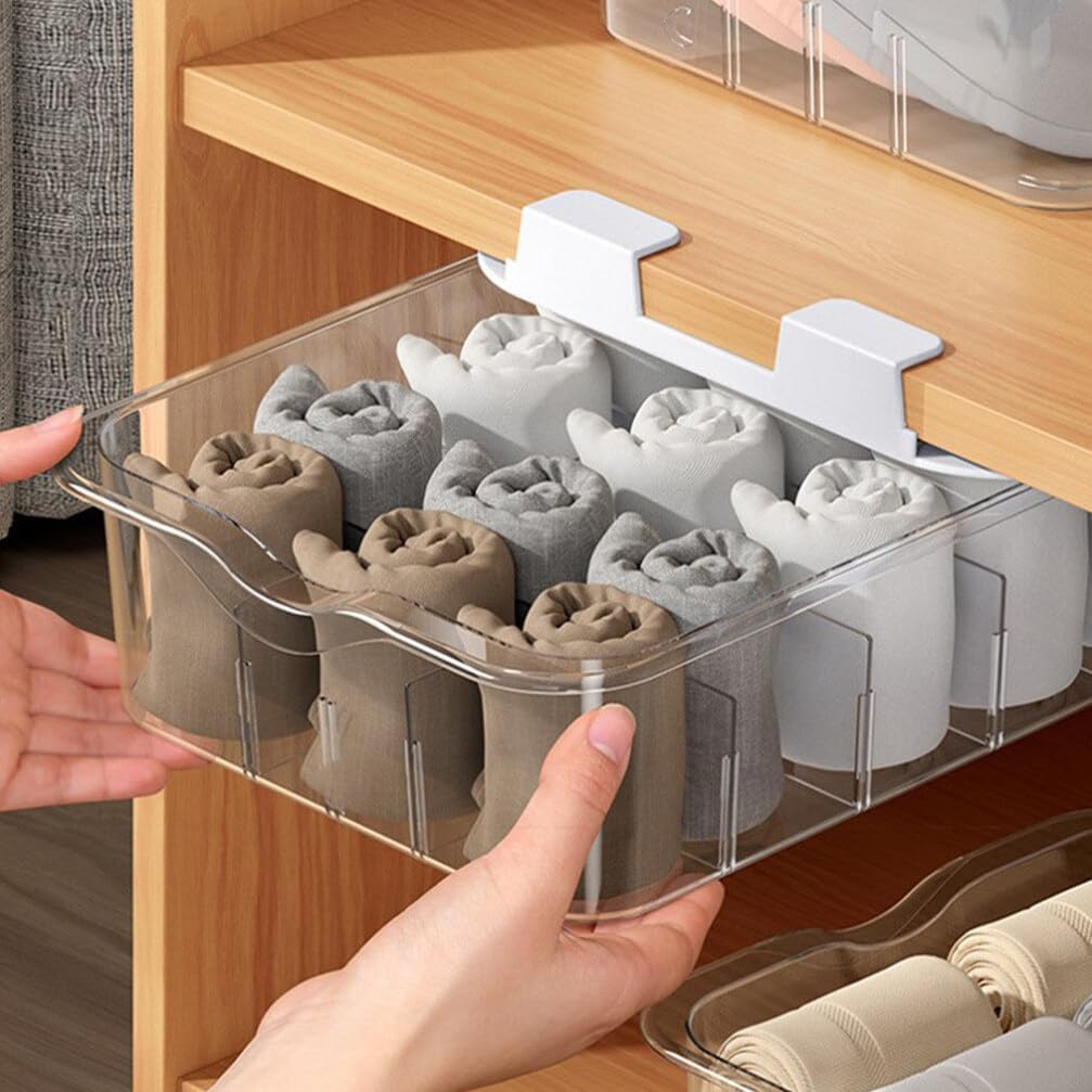 Clear Plastic Hidden Drawer Socks Underwear Storage Box