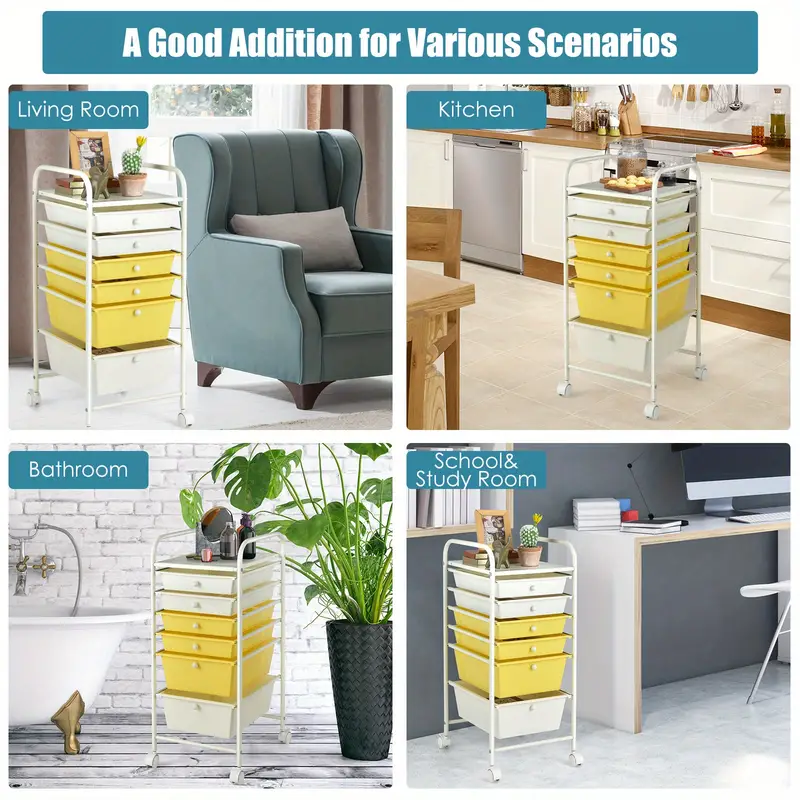 six drawer rolling cart