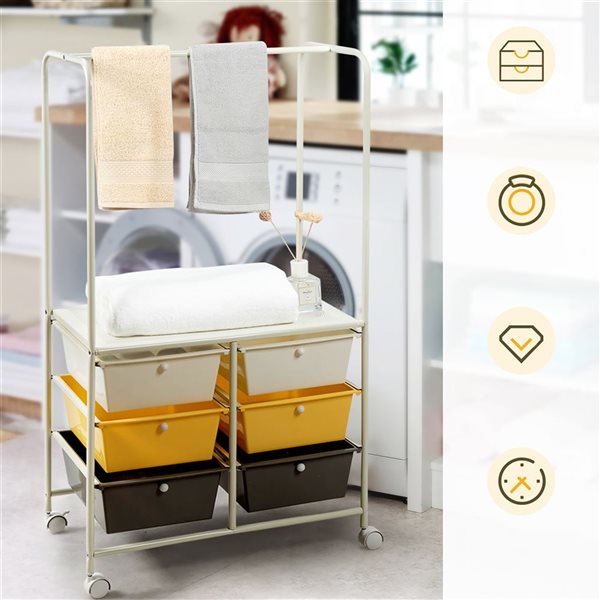 rolling storage cart with coatrack
