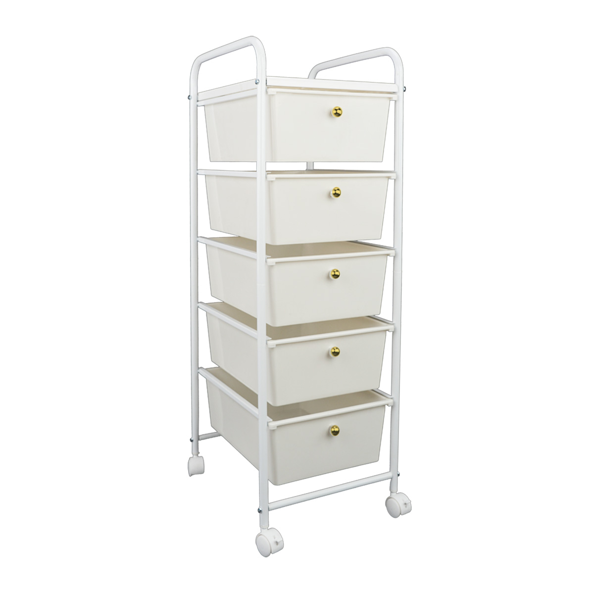 Fashion Bathroom rack with 5 drawers and white frame