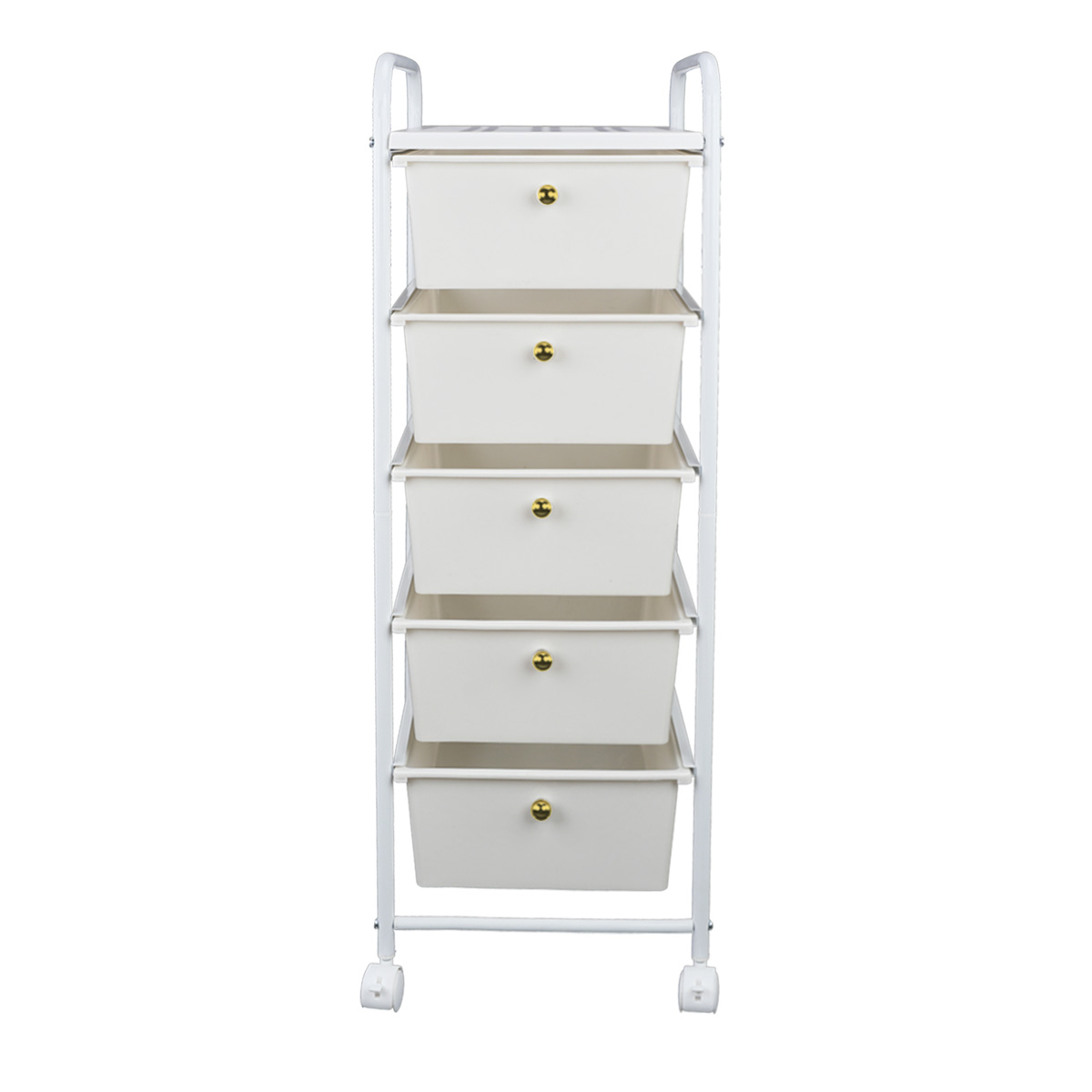 Fashion Bathroom rack with 5 drawers and white frame