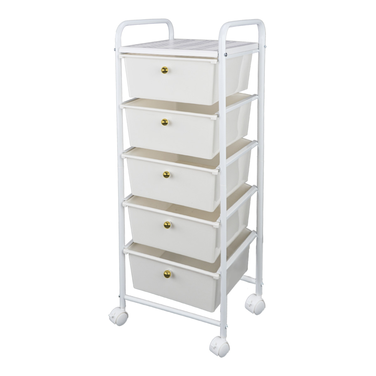 Fashion Bathroom rack with 5 drawers and white frame