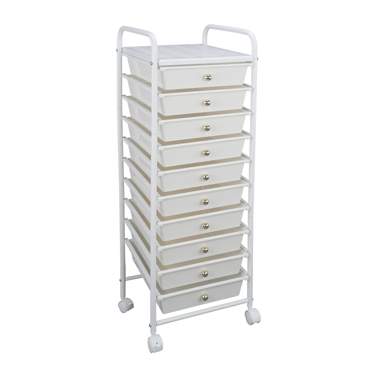 White Mobile Plastic Storage cart for Makeup & Salon