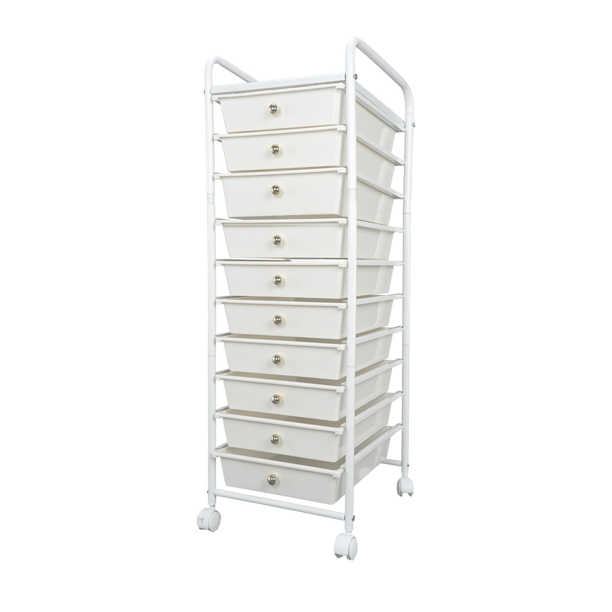 White Mobile Plastic Storage cart for Makeup & Salon