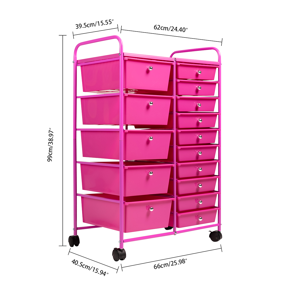 Spaco Pink 15 Drawers Utility Cart for girl