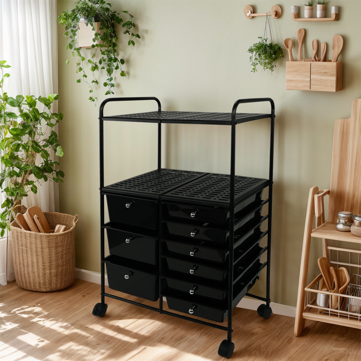 Hairdresser Rolling Cart with tabletop and drawers