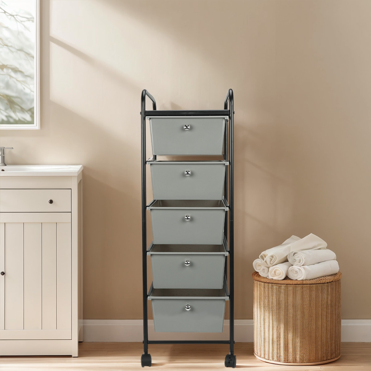 Costway Grey Metal Large Storage for dormitory