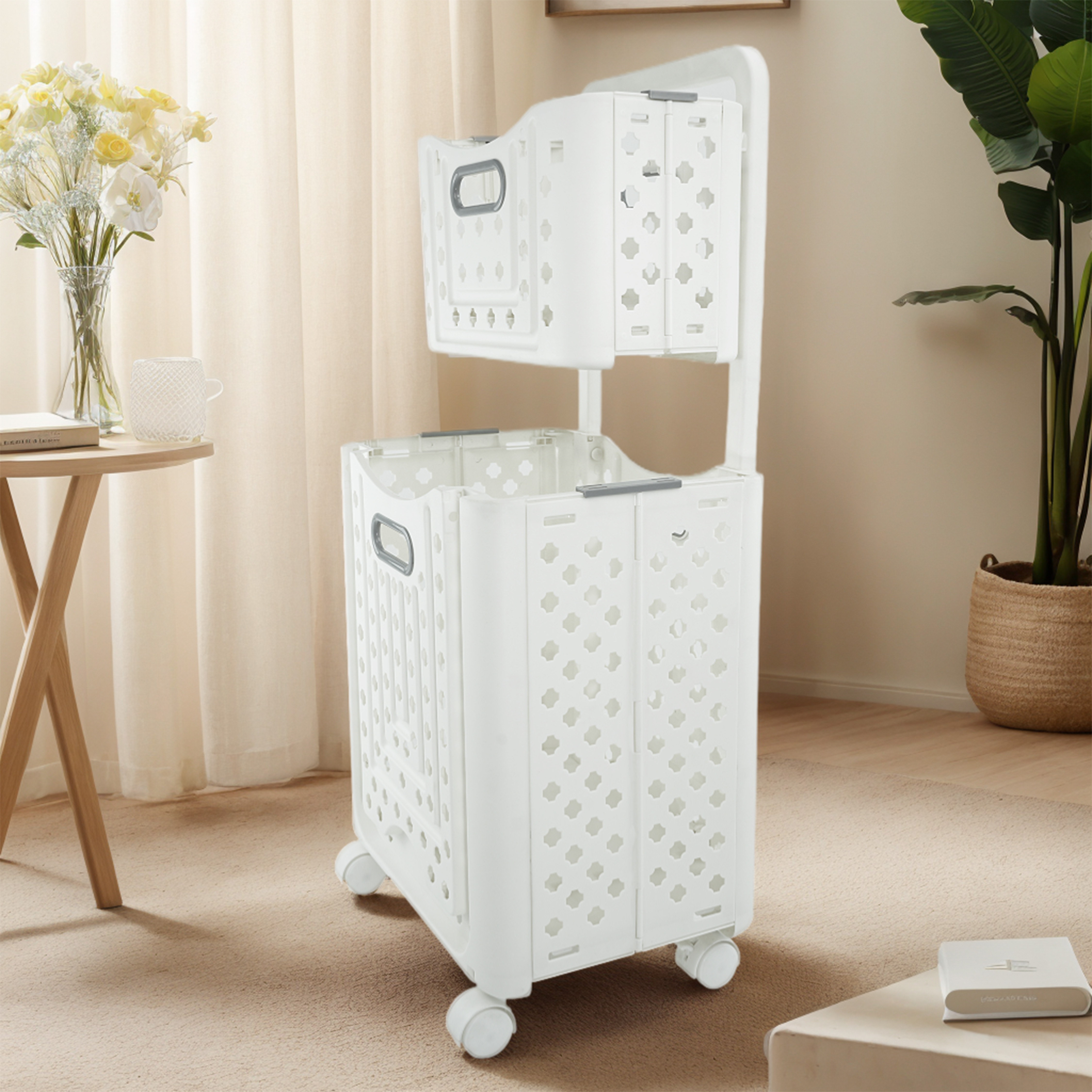 Foldable Multi-tier Laundry Basket with wheels