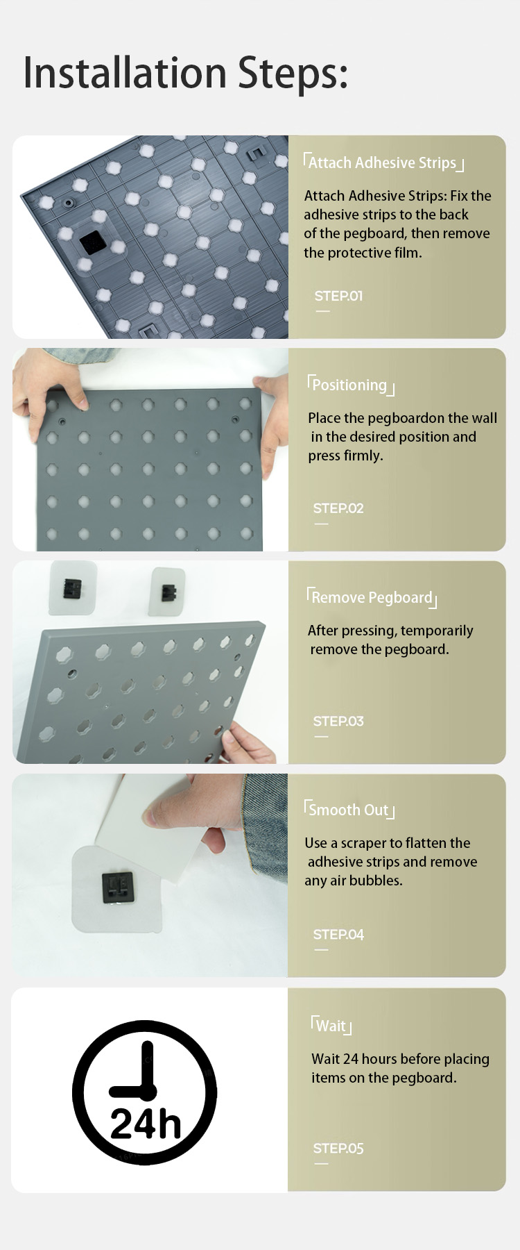 Multifunctional strong load-bearing holeless nail Pegboard