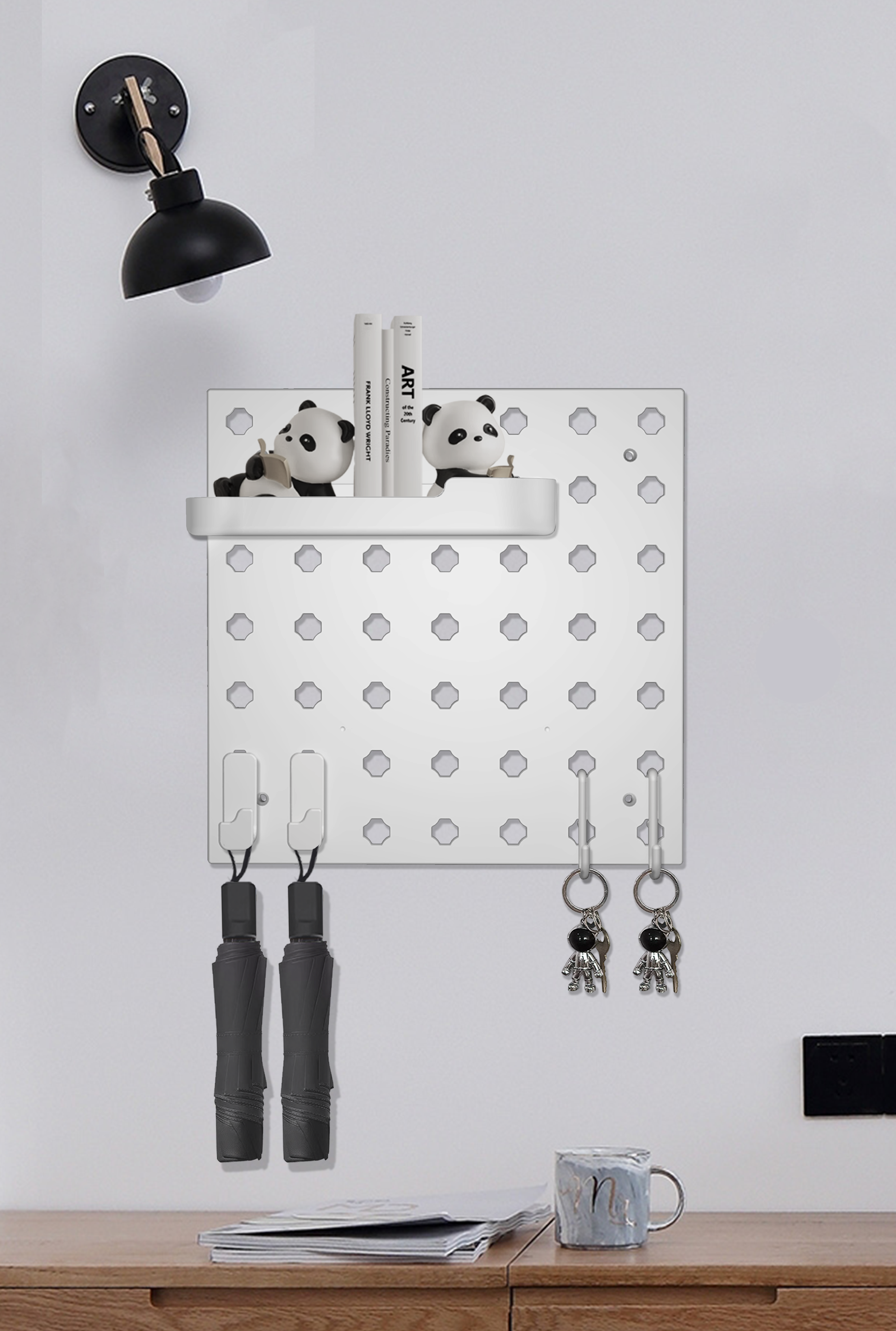 White Wall Mount ABS Pegboard For Bathroom and Garage