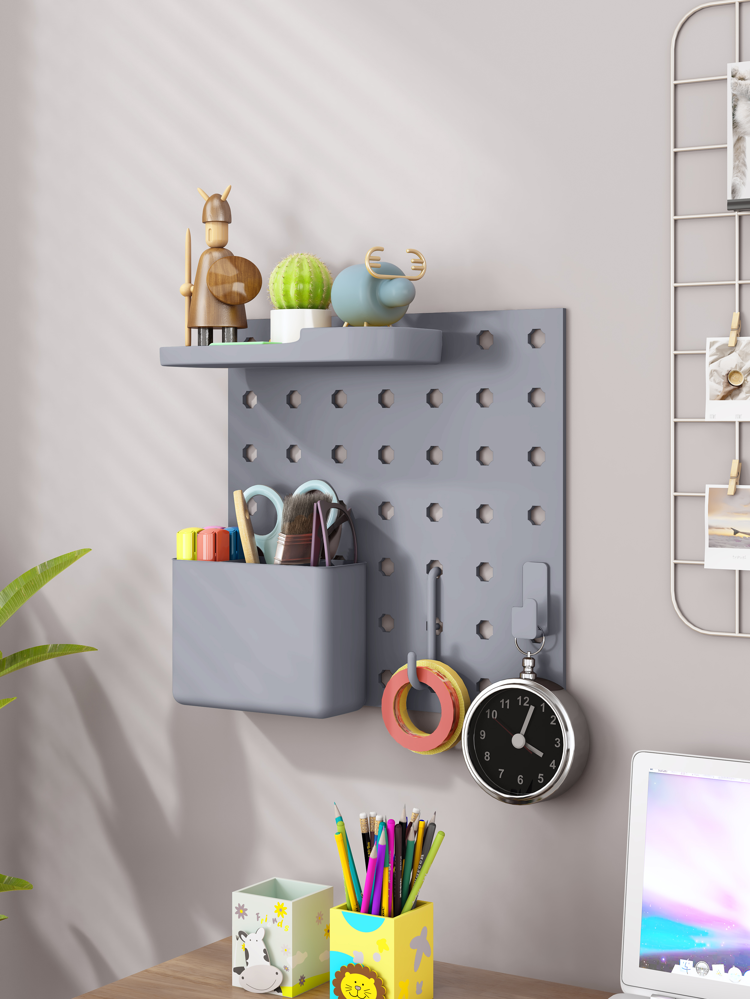 Decorations for Office Gaming Home Desk Pegboard Set