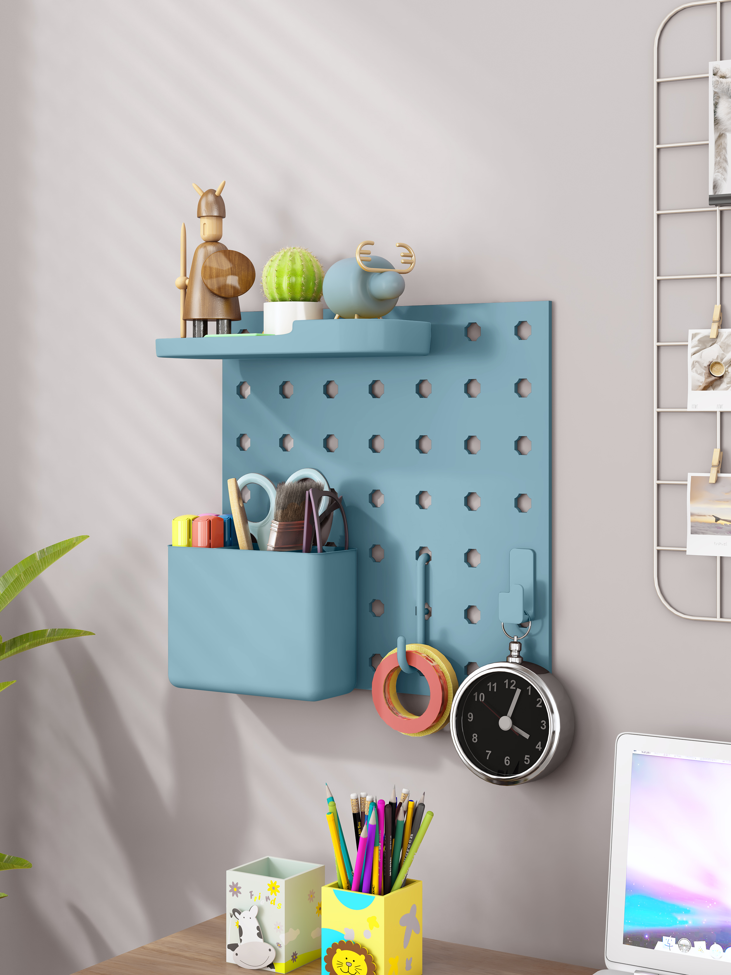 Decorations for Office Gaming Home Desk Pegboard Set