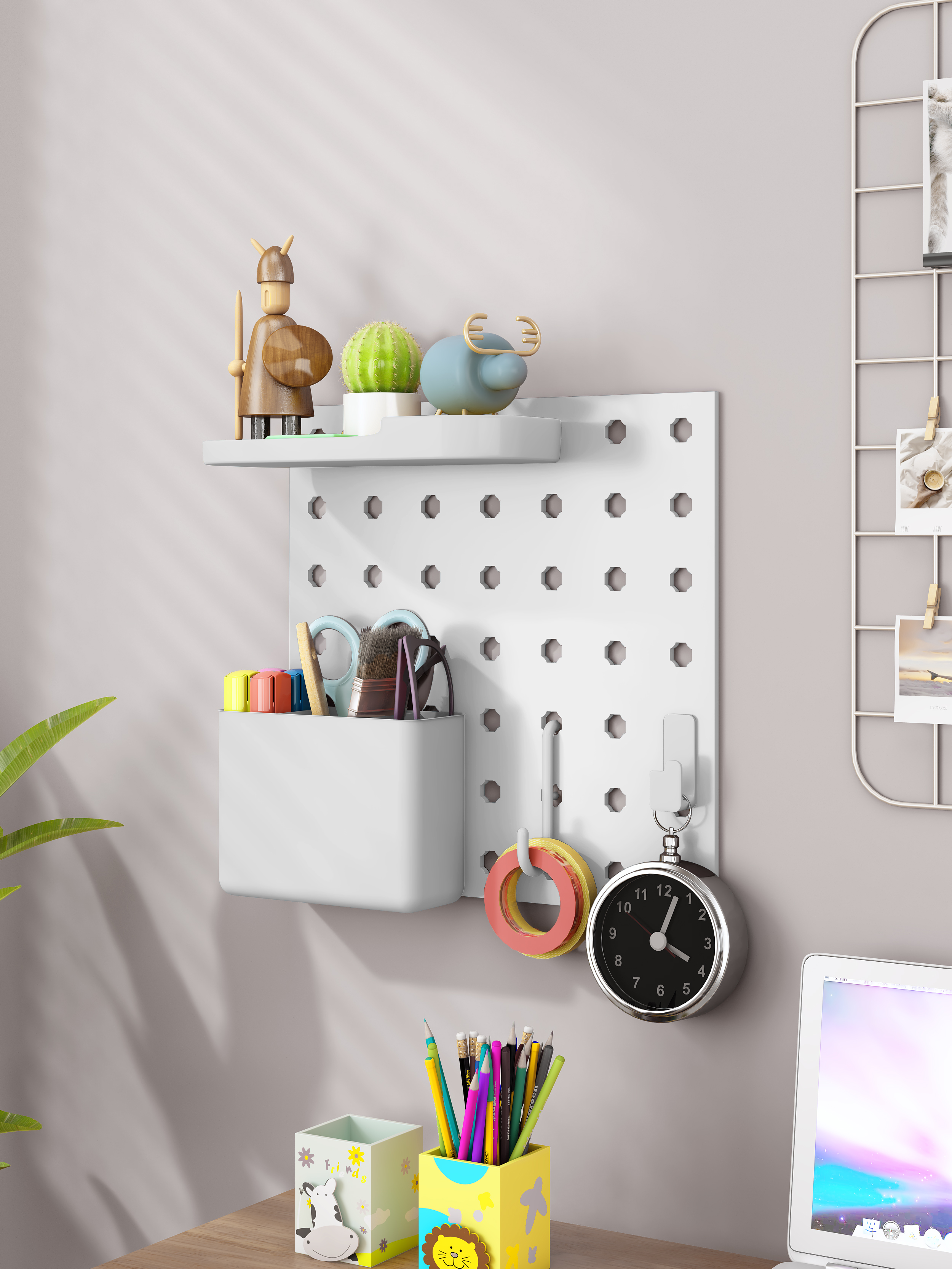 Decorations for Office Gaming Home Desk Pegboard Set