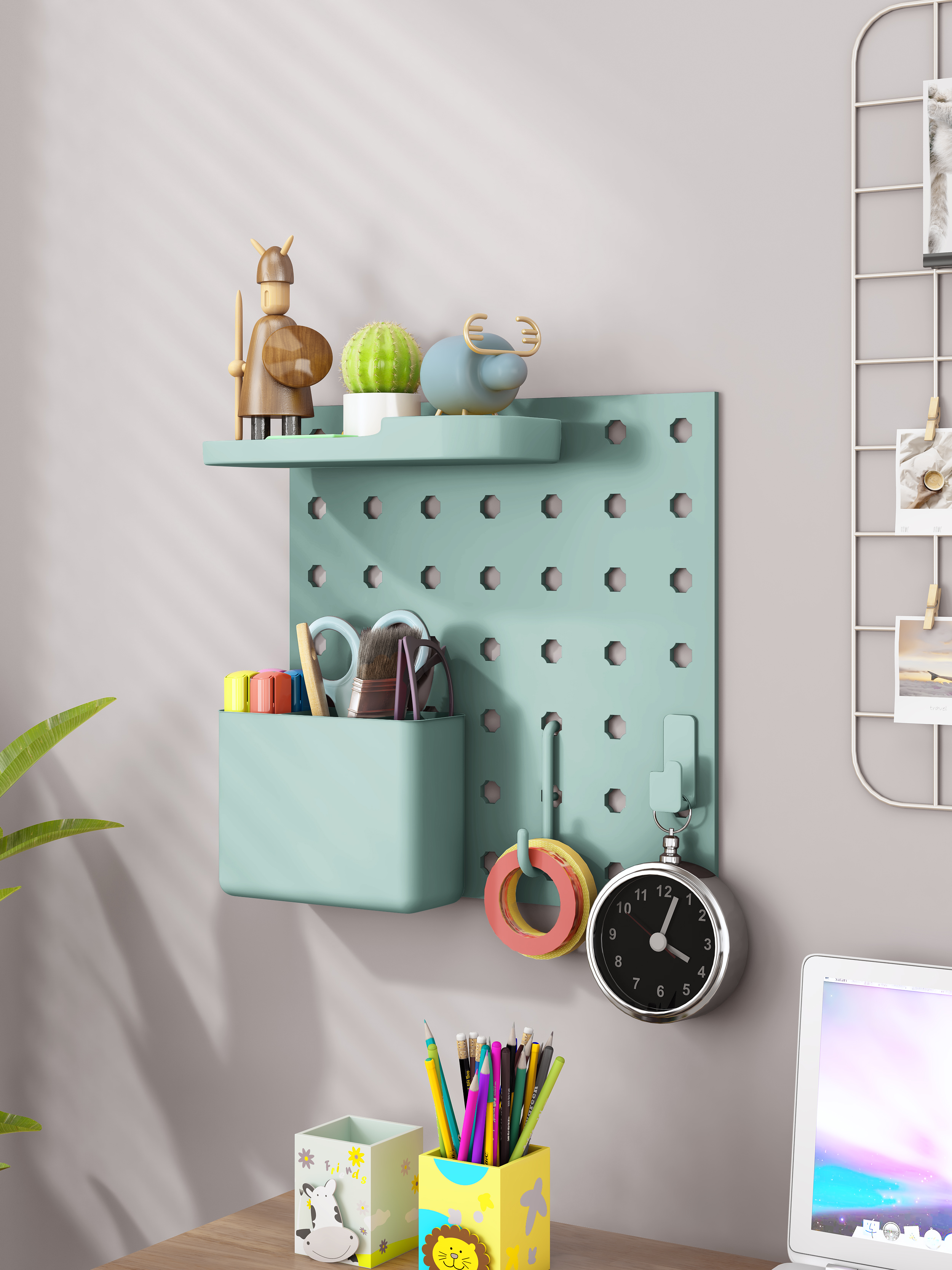 Decorations for Office Gaming Home Desk Pegboard Set