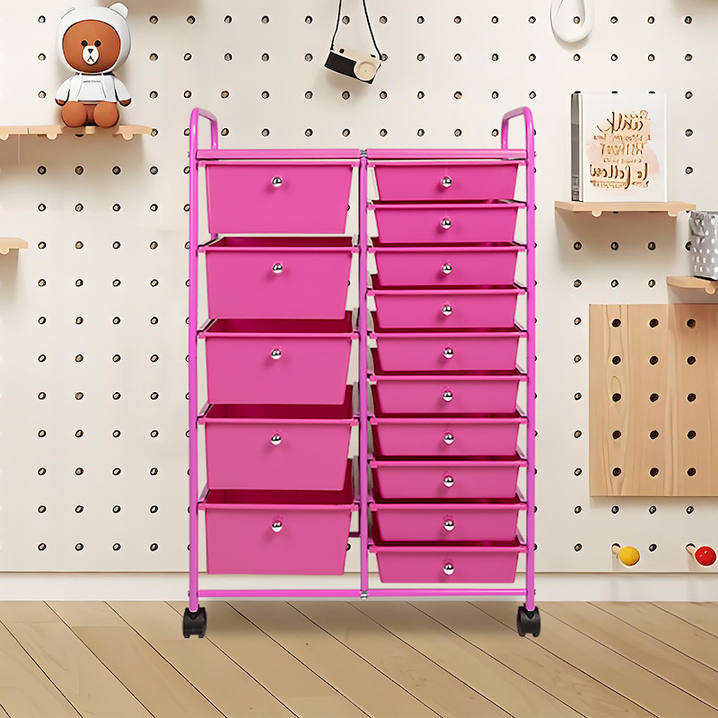 Benefits Of The Customizable Pink 15 Drawer Storage Cart