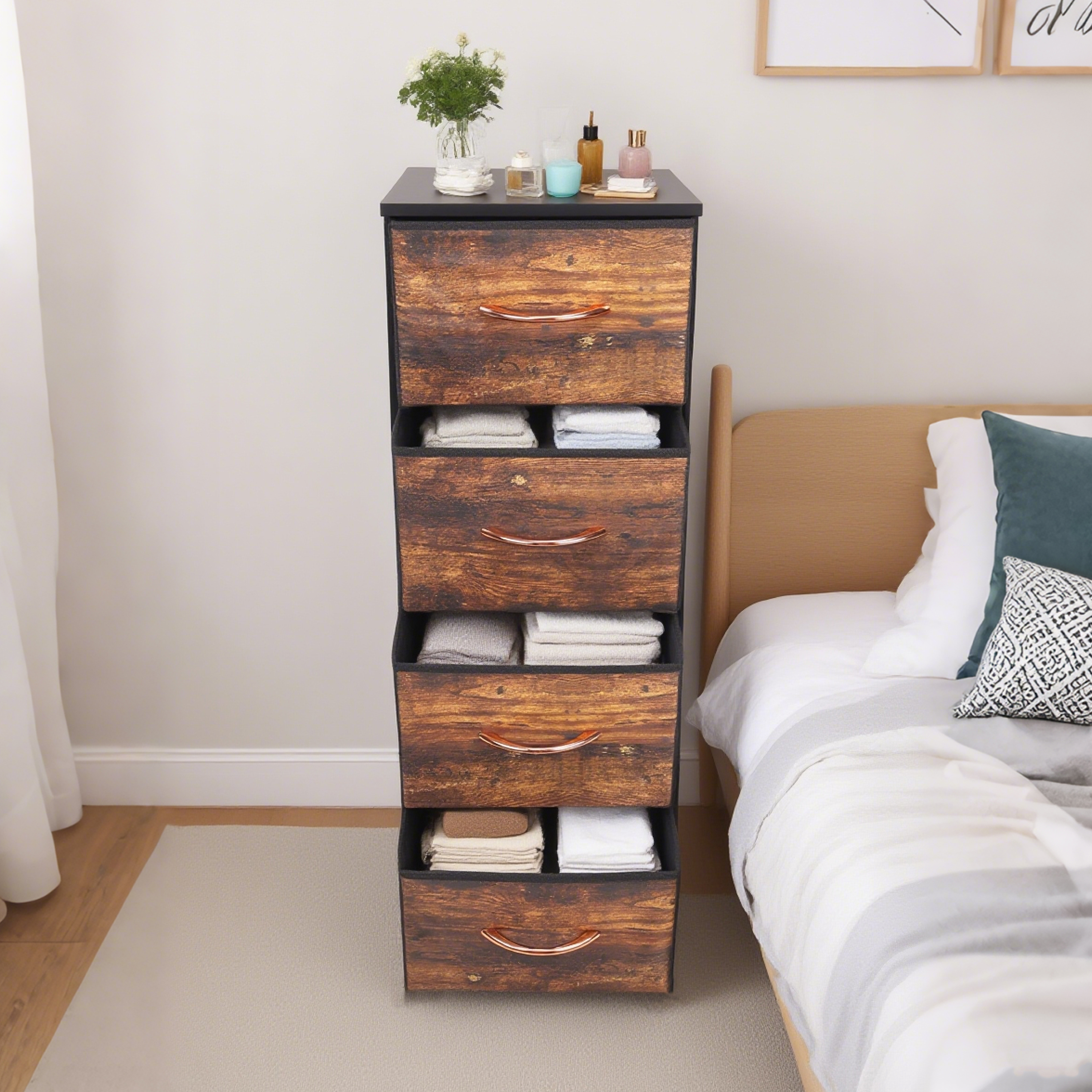 4 Layer Woven Drawer Imitation Wood Grain