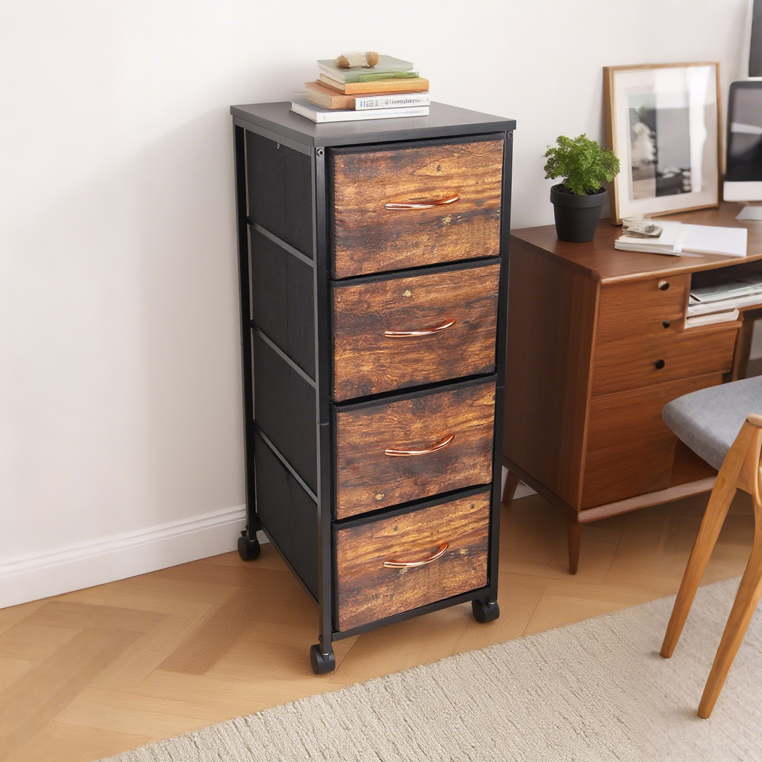 4 Layer Woven Drawer Imitation Wood Grain