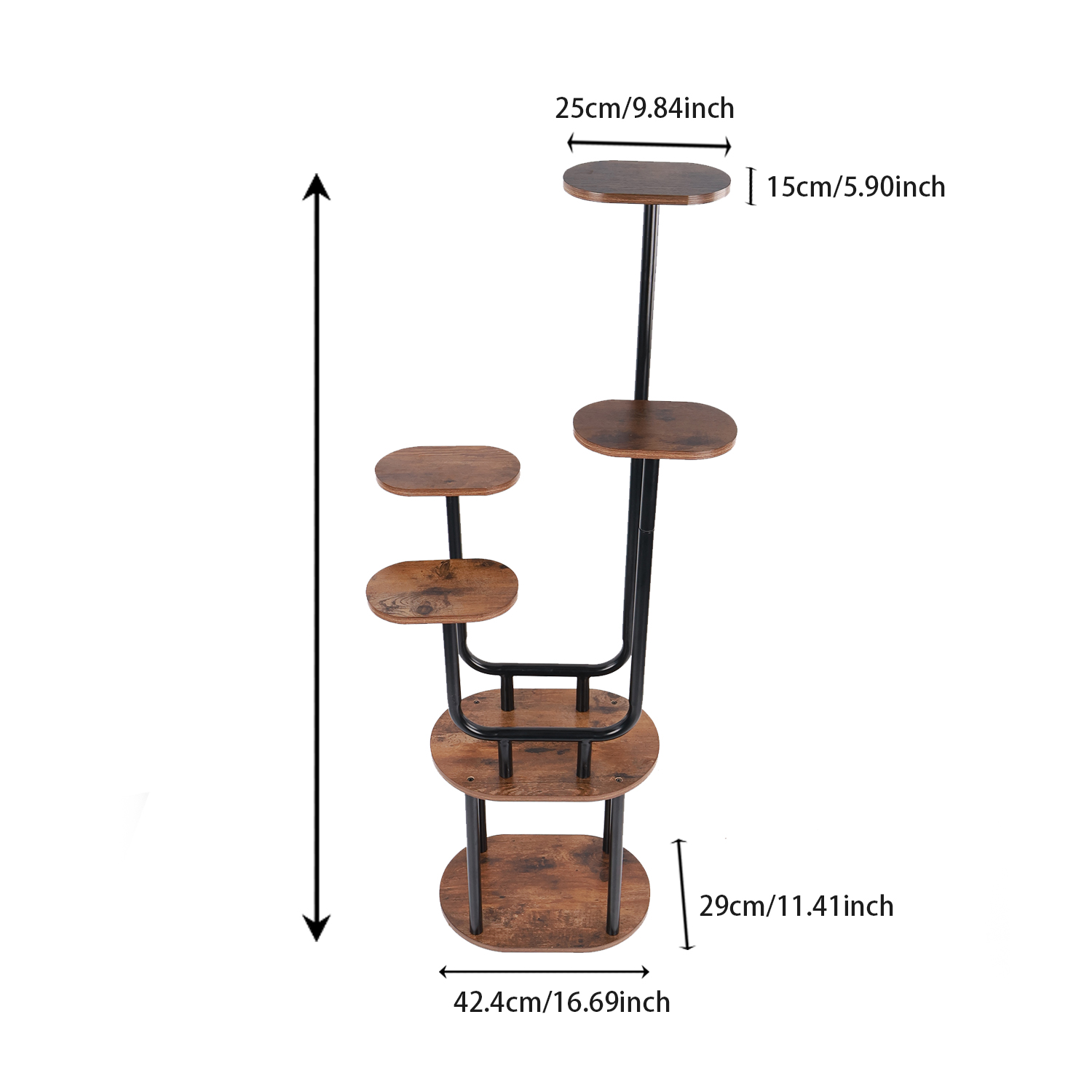 Brown & Black Round Four - Tiered Wood Shelf