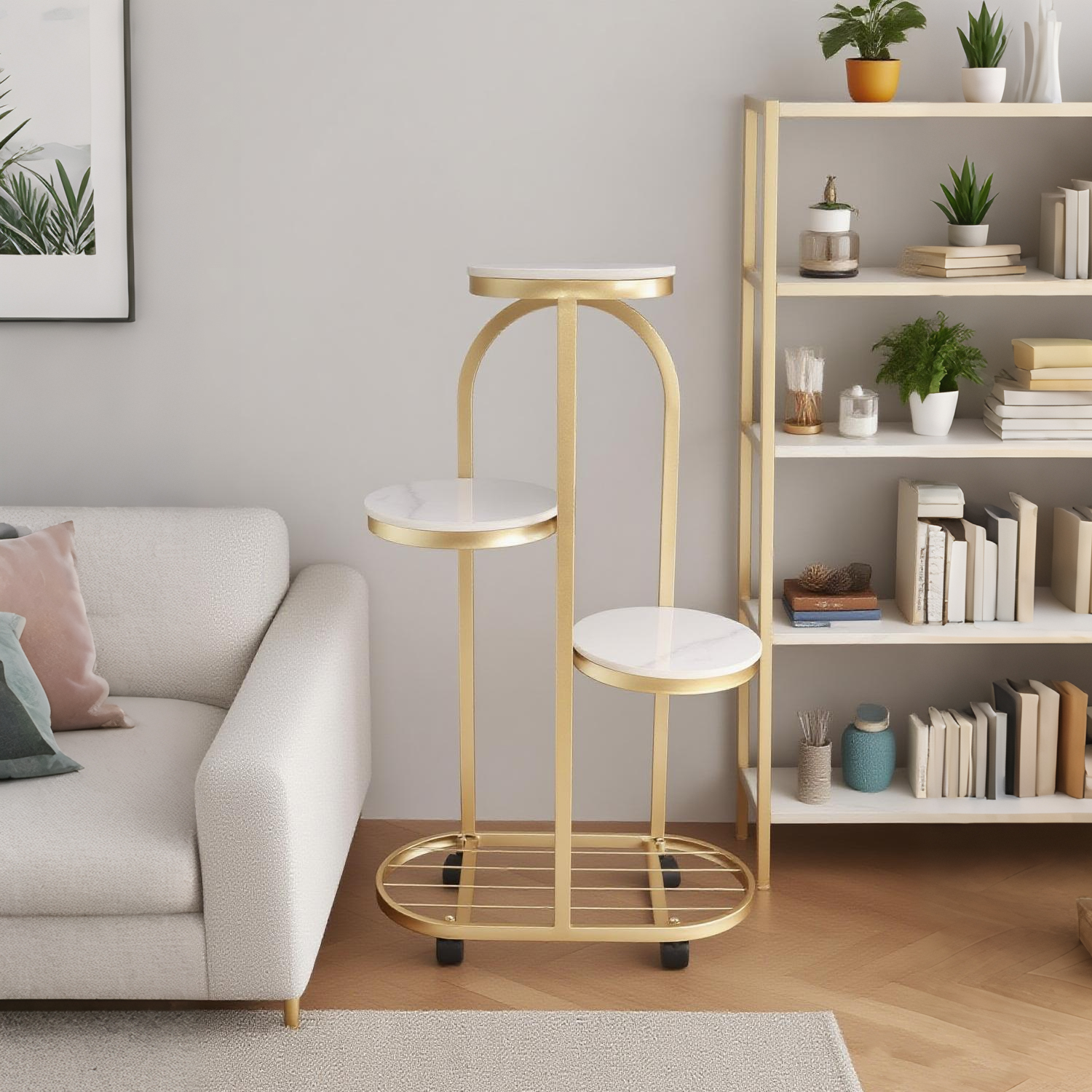 Four Wheeled Multi Tiered Plant Stand