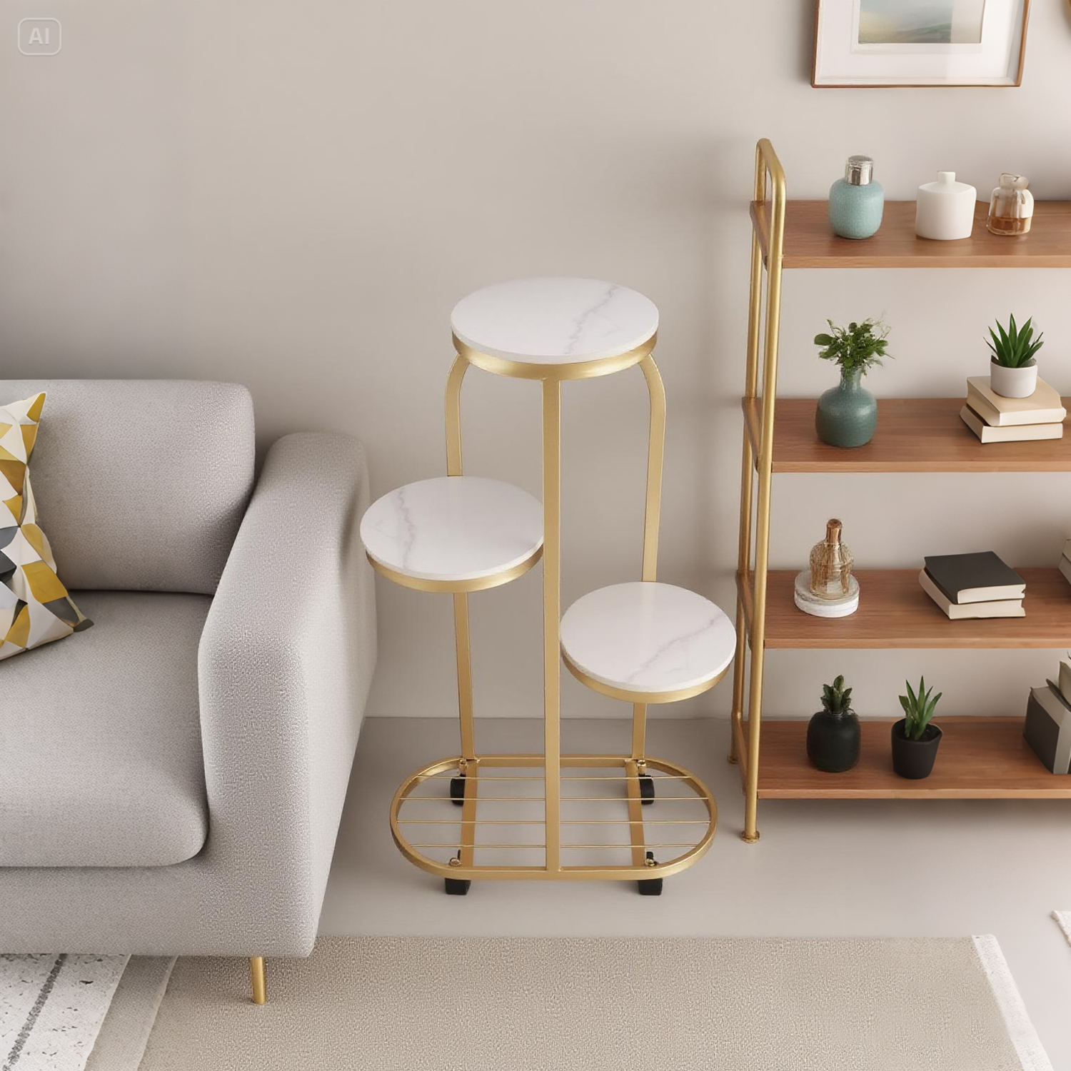 Four Wheeled Multi Tiered Plant Stand
