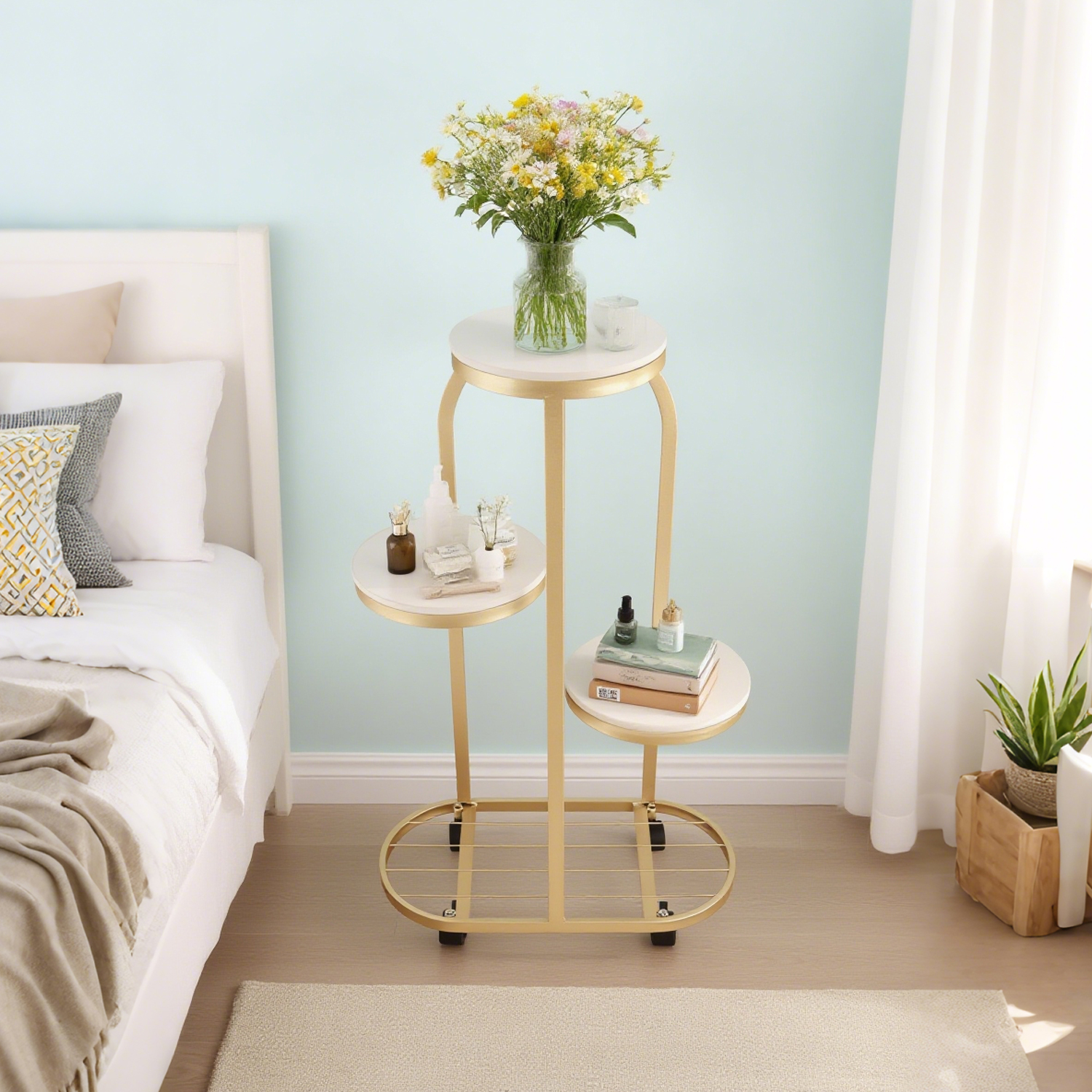 Four Wheeled Multi Tiered Plant Stand
