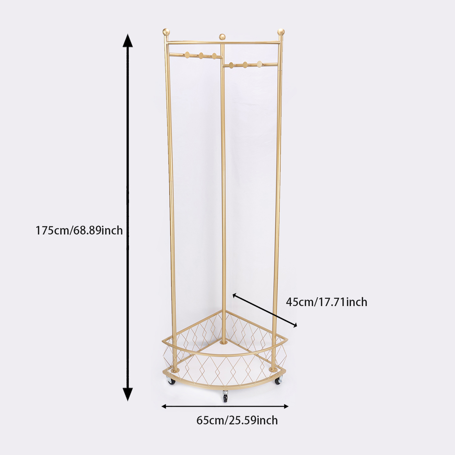 Gold Metal Corner Coat Rack